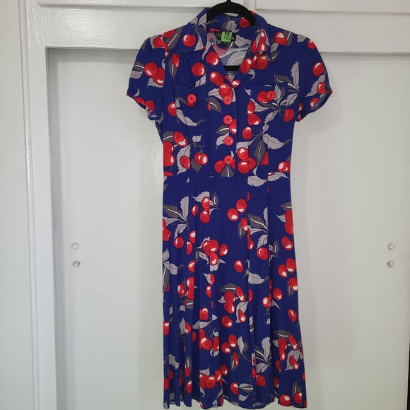 Trashy Diva Dresses & Skirts - Trashy Diva Red and Blue Buttoned Midi Sundress